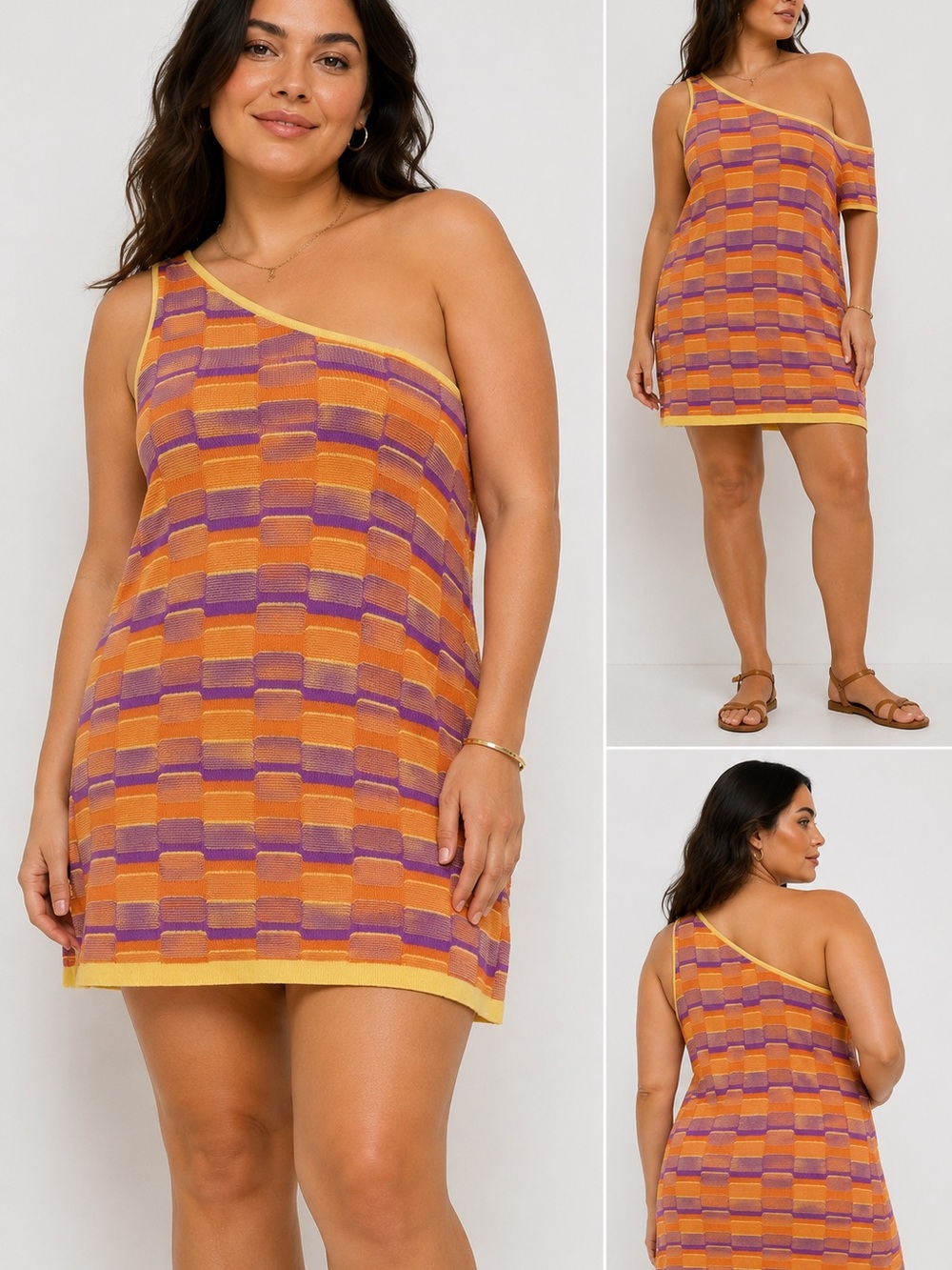 Cotton On Striped Knit Mini Dress in Yellow, Orange & Purple